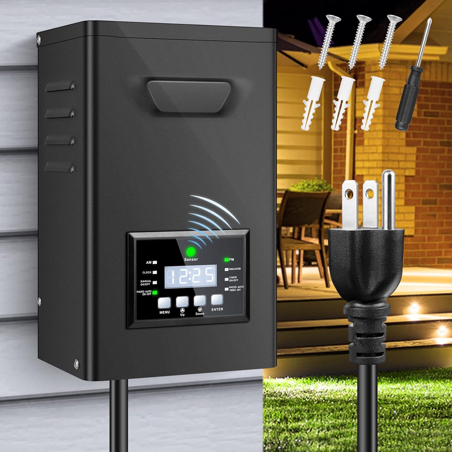 400W Low Voltage Landscape Transformer with Timer and Sensor
