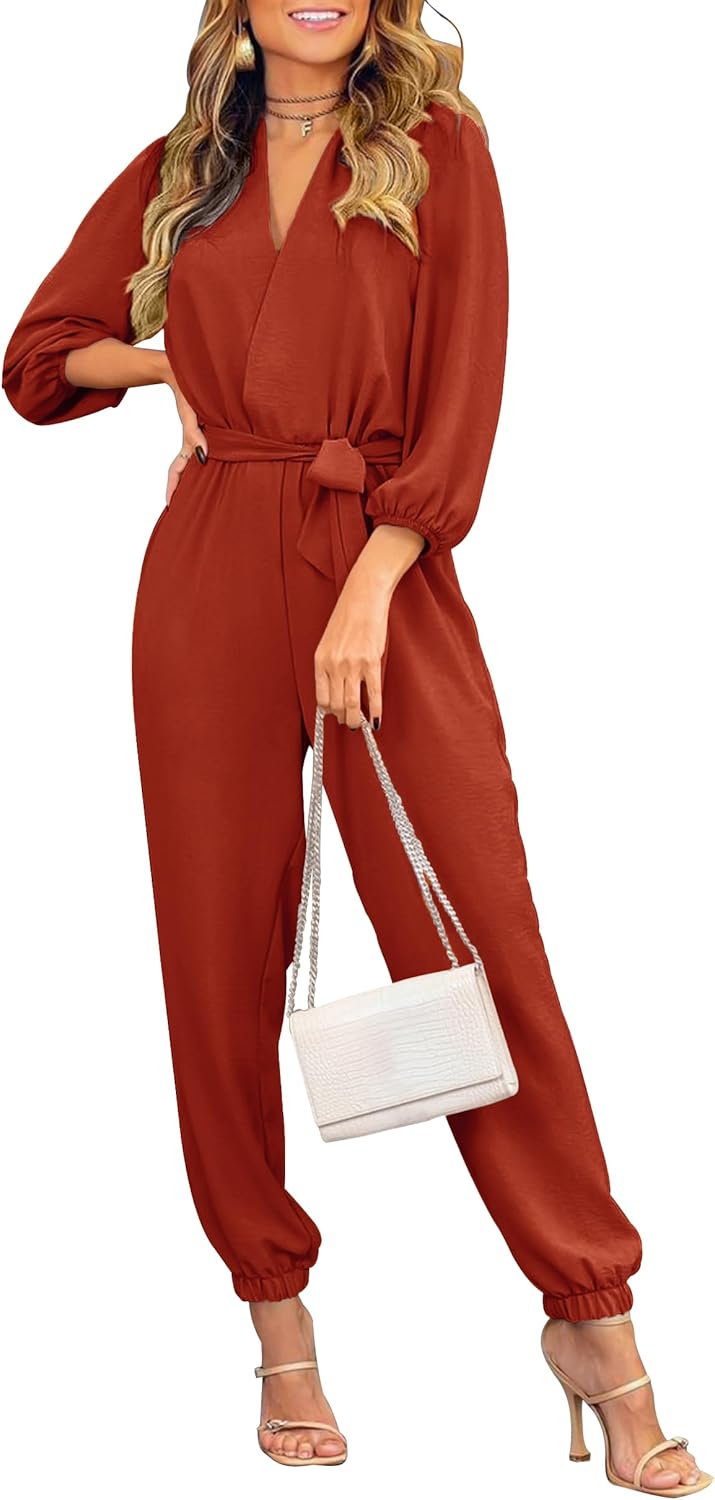 PRETTYGARDEN Women's Fall Jumpsuits for Dressy Casual Style