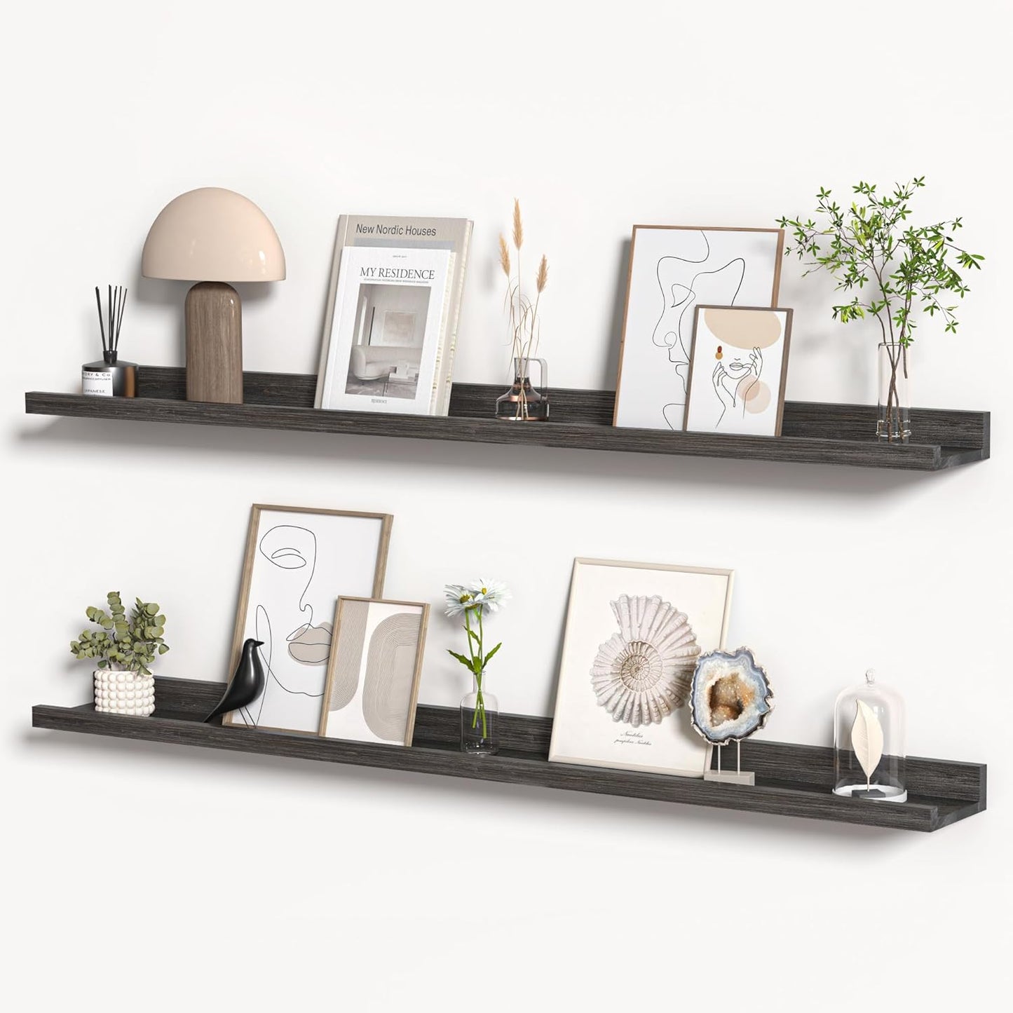 Floating Shelves for Wall, Rustic Picture Ledge Shelf Set