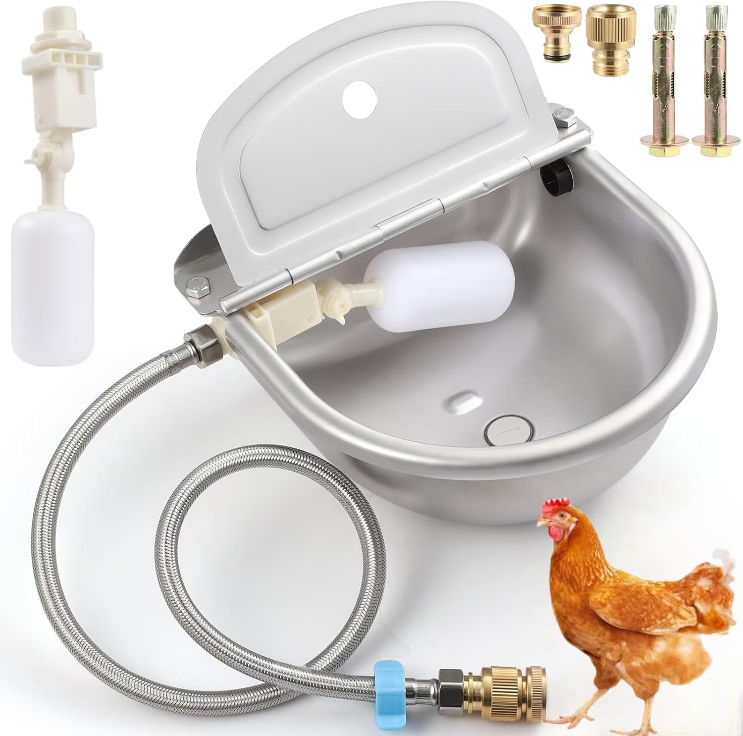 304 Stainless Steel Chicken Water Dispenser - Auto Refill for Happy Poultry