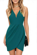 Women's Wrap V Neck Bodycon Ruched Cocktail Dress - Flattering Fit