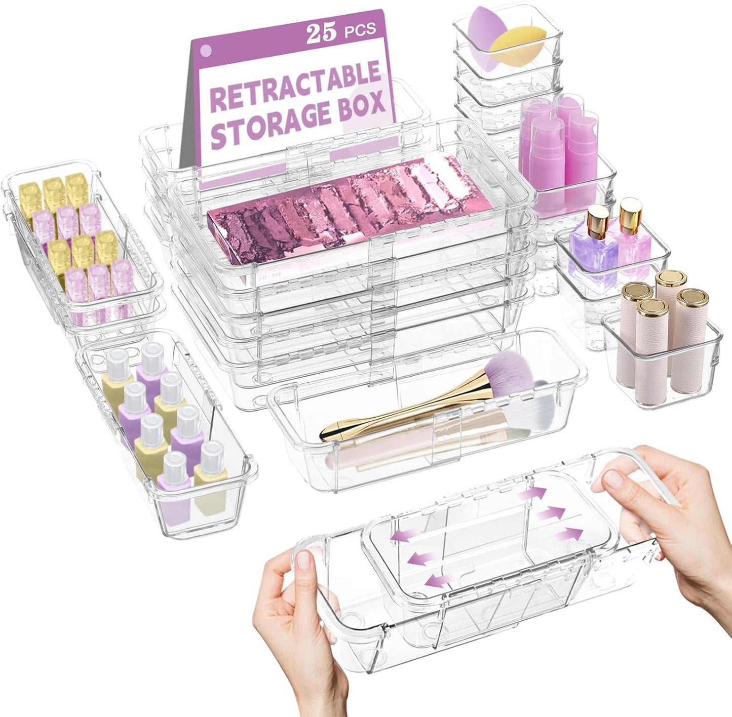 25 Pcs Clear Drawer Organizer Set for Ultimate Storage Solution