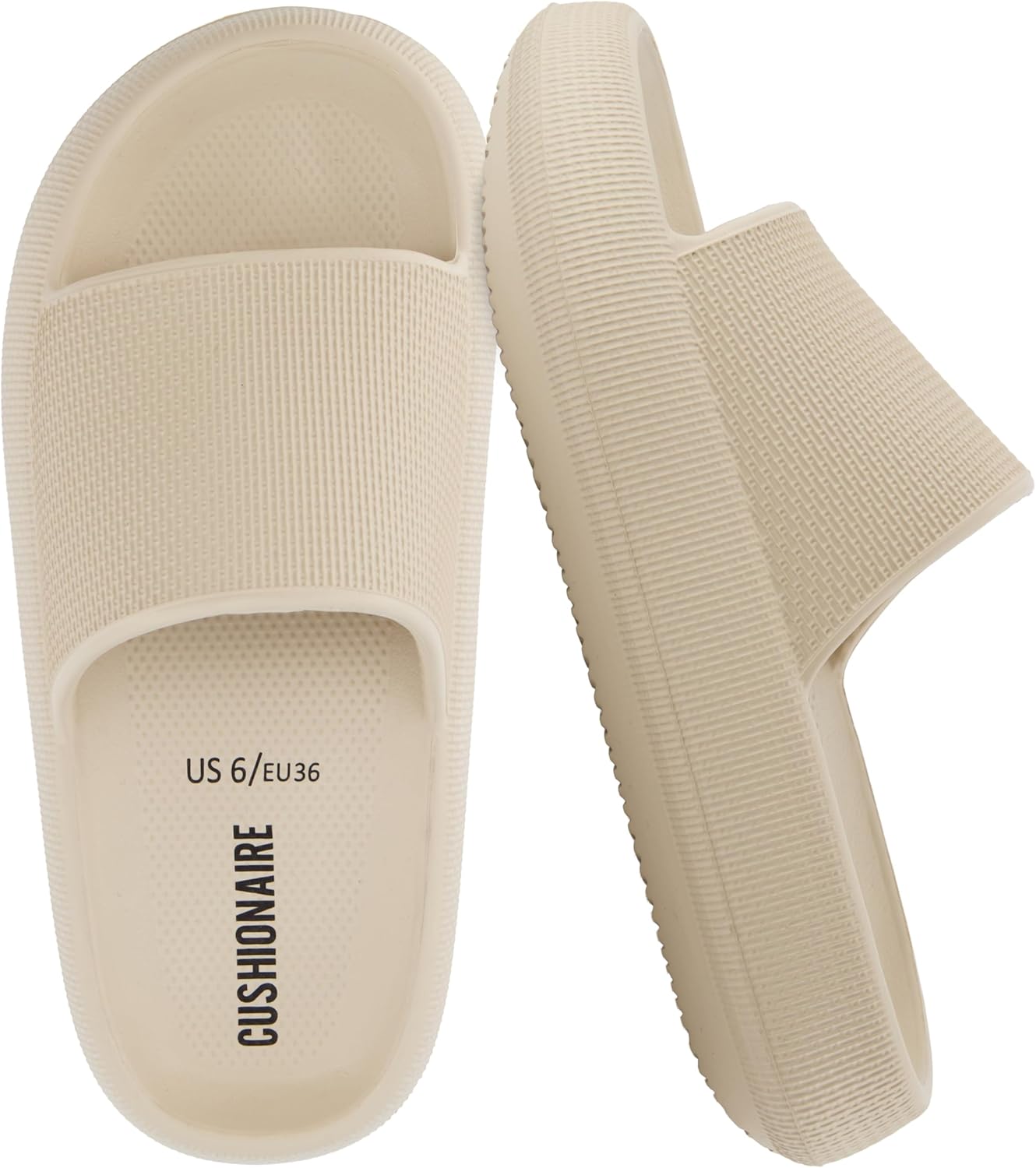 CUSHIONAIRE Feather EVA Slides for Women - Comfortable Slip On