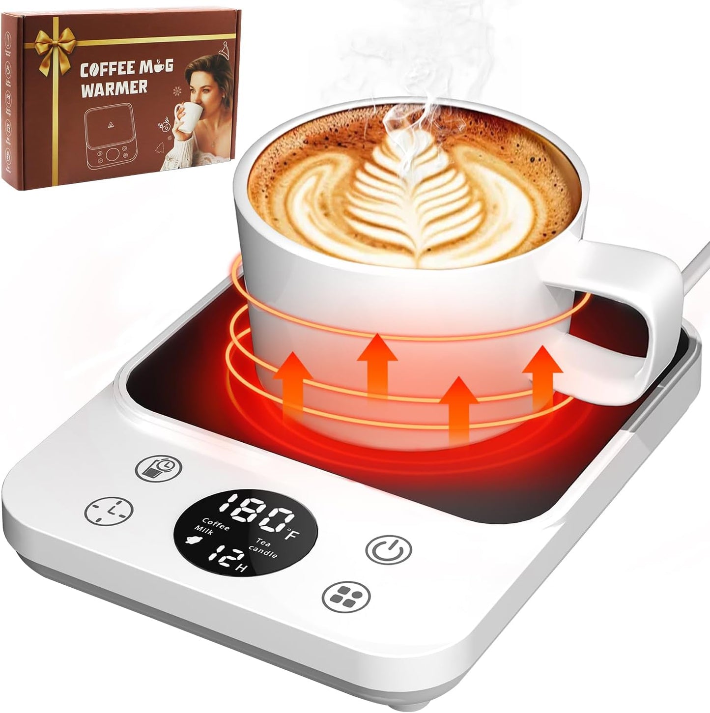 Smart Coffee Warmer, 9 Temp, 12H Timer, Auto-off