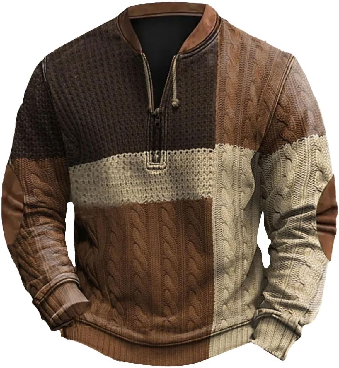 Vintage Half Zip Pullover - Cozy Elbow Patches