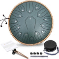 Steel Tongue Drum 13 in 15 Notes C Key (Green) - Calm Meditation Tone