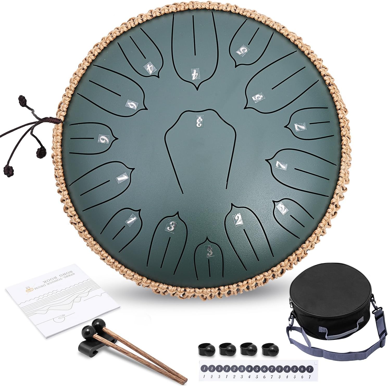 Steel Tongue Drum - 13 Inch 15 Notes C-key for Meditation
