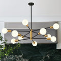 33in Modern Sputnik Chandelier 10-Light Black and Gold - Height