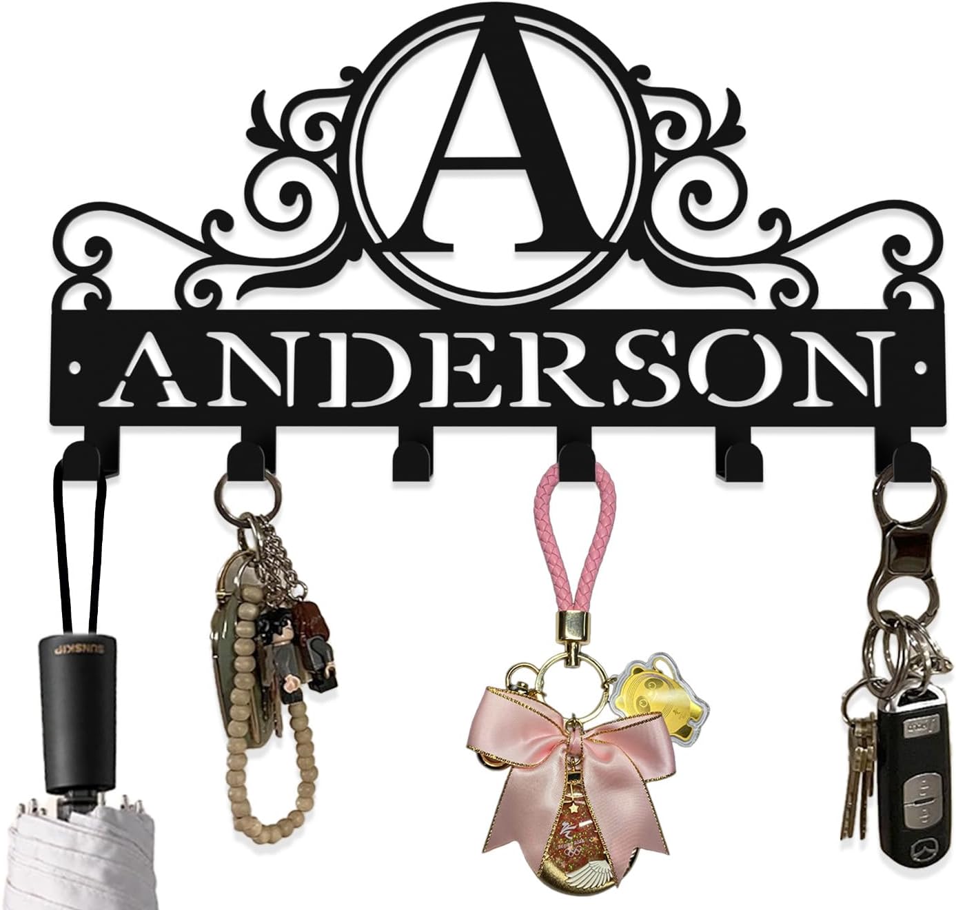 Personalized Metal Key Rack - Custom Hooks for Stylish Organization
