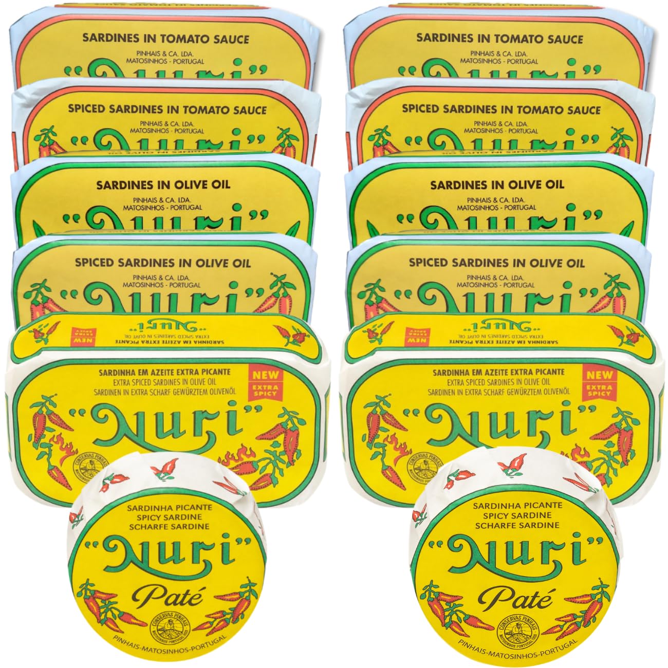 Seafood Aficionado 12 Pack Variety of Nuri Sardines and Pate