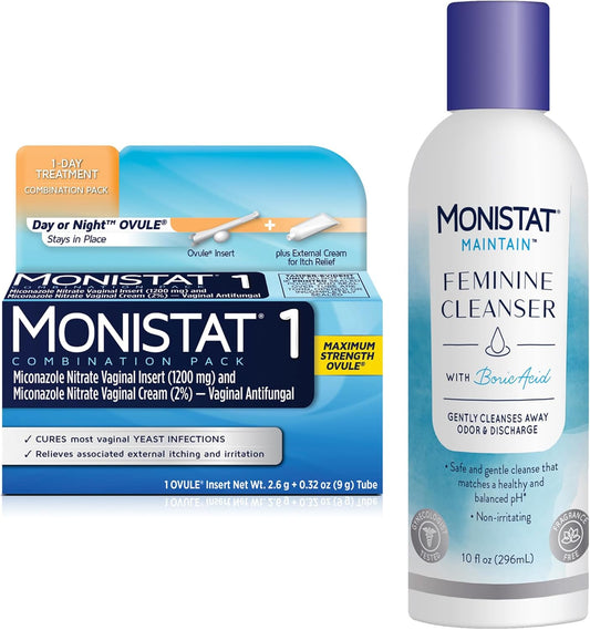 Monistat 1 Day Yeast Infection Treatment & Feminine Cleanser Bundle