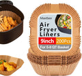 9 Inch Air Fryer Paper Liner Disposable 200PCS - High Temp, Oil-Proof