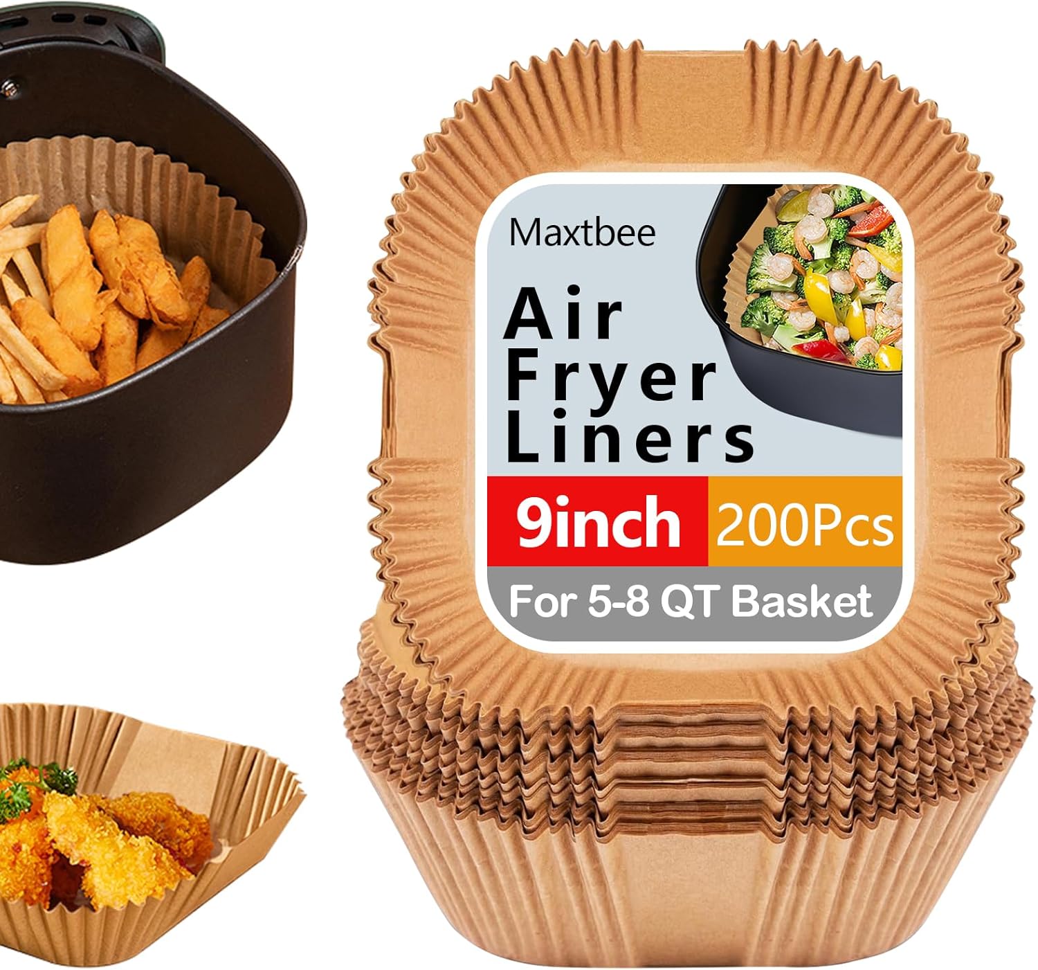Non-Stick Air Fryer Liner - 200PCS Oil-Proof Parchment Paper by MAXTBEE