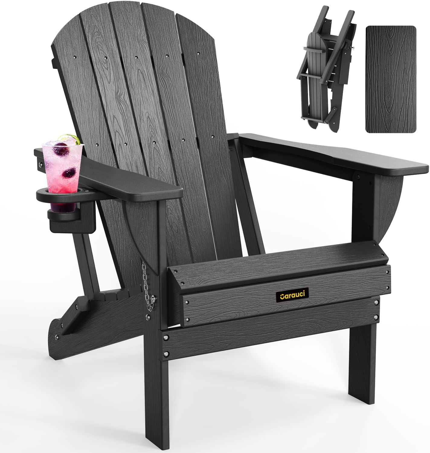 Plastic HDPE Adirondack Chair with Cup Holder for Outdoor Relaxation
