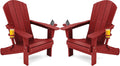 SERWALL Adirondack Chair Set of 2 with Cup Holders for Outdoors