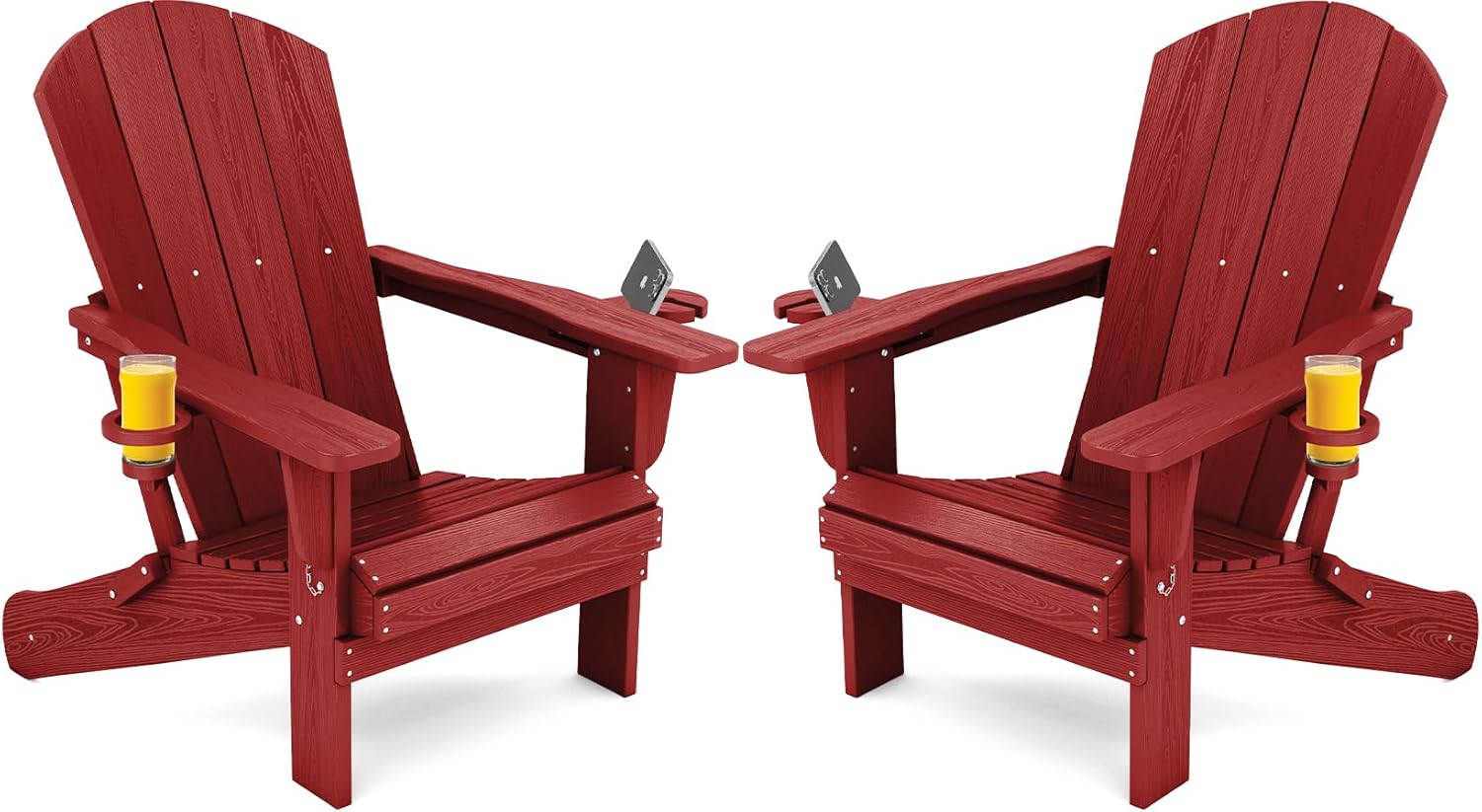 SERWALL Adirondack Chair Set of 2 with Cup Holders for Outdoors