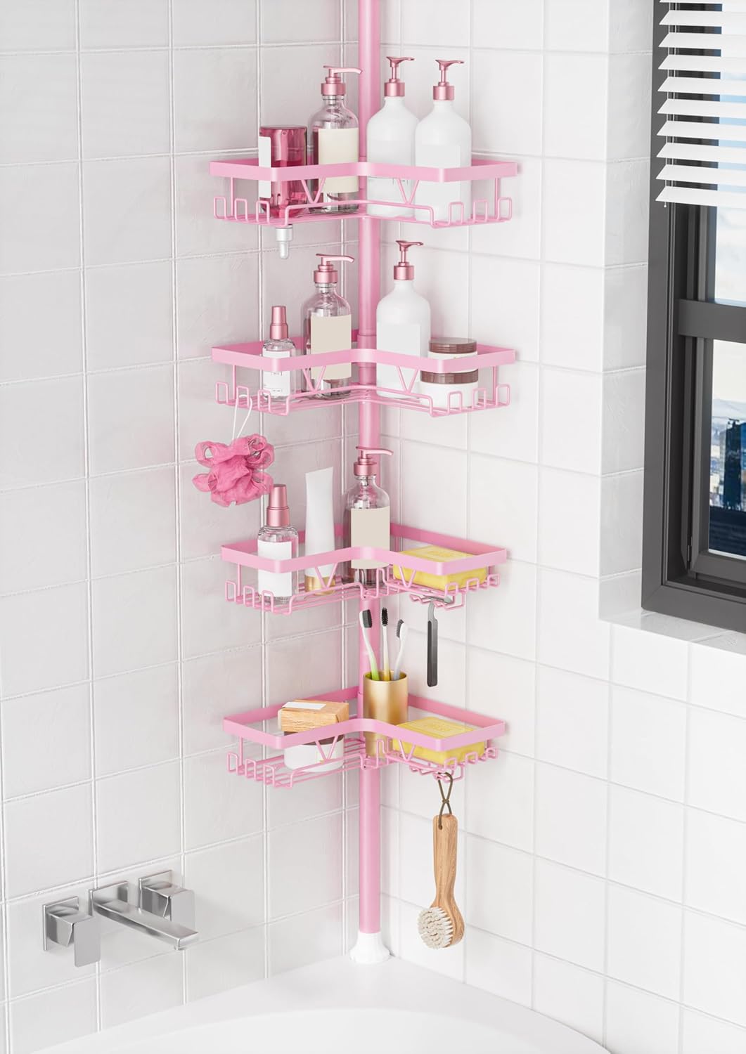 KEGII Shower Caddy Tension Pole: Adjustable Corner Organizer
