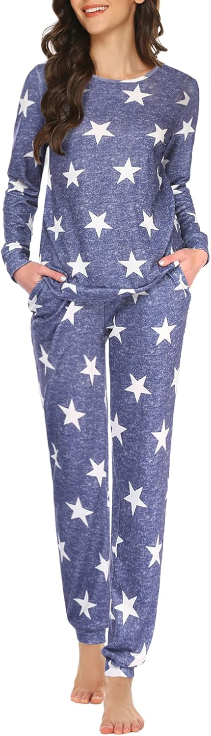Ekouaer Womens Jogger Pajama Sets for Cozy Sleepwear Comfort