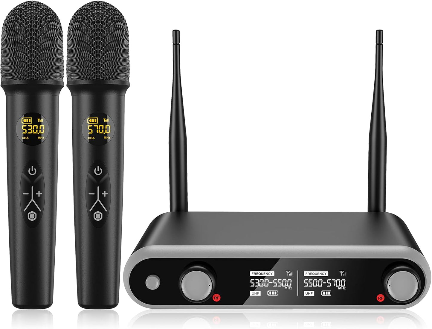 Wireless Microphone System for Karaoke - Dual Rechargeable Mics