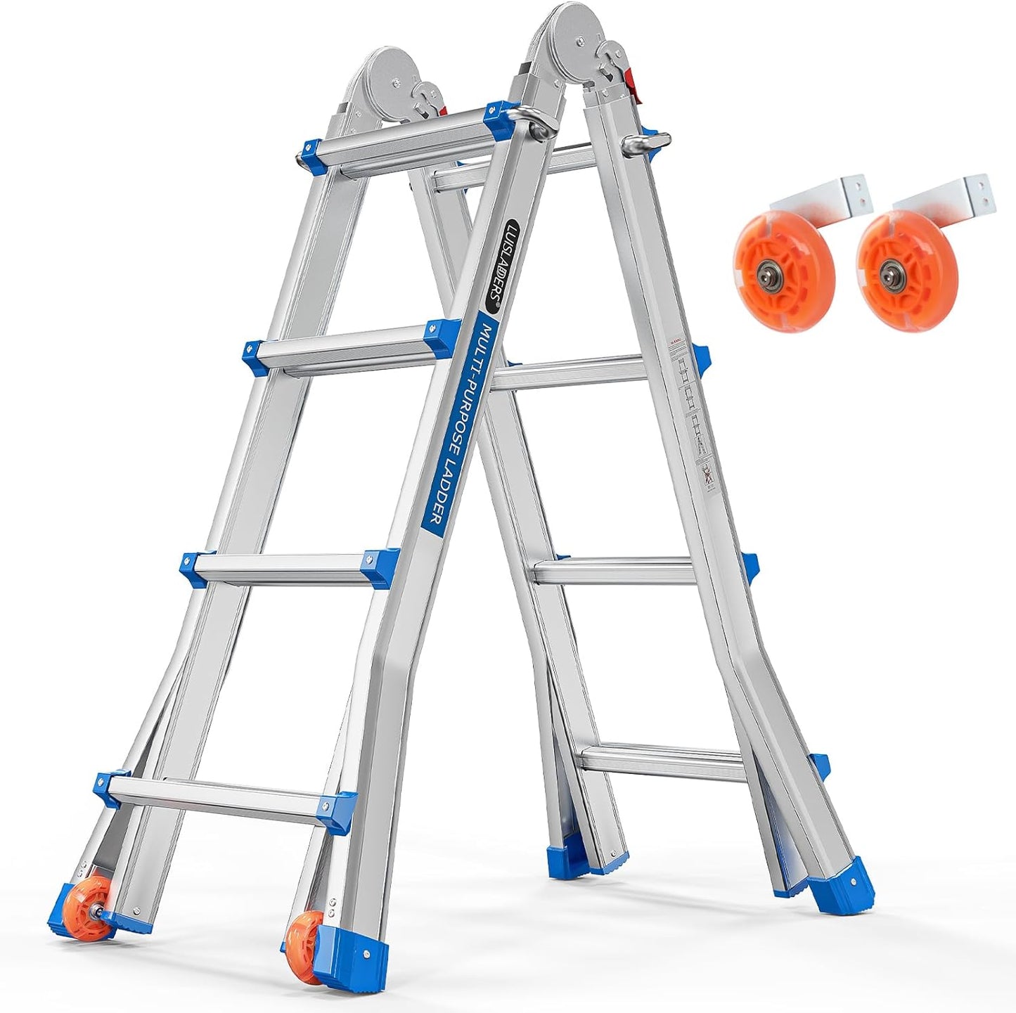 LUISLADDERS 4 Step Telescoping Ladder with 17 Ft Reach Height