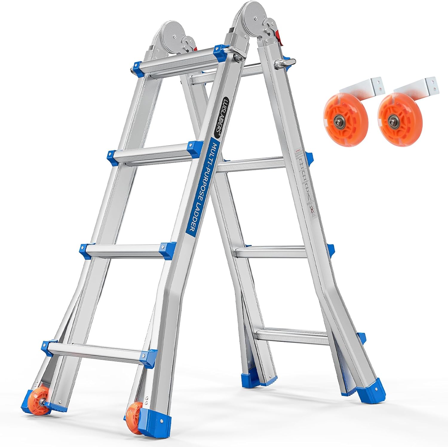 LUISLADDERS 4 Step Telescoping Ladder with 17 Ft Reach Height