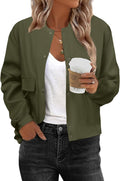 Zeagoo Women Bomber Jacket Casual Button Down Varsity Shackets