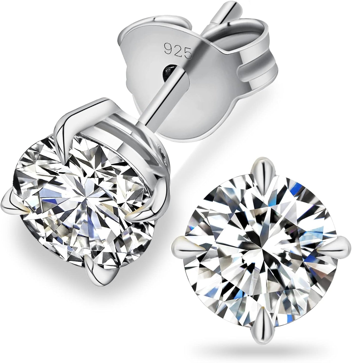 Moissanite Stud Earrings in 14K White Gold for Women and Men