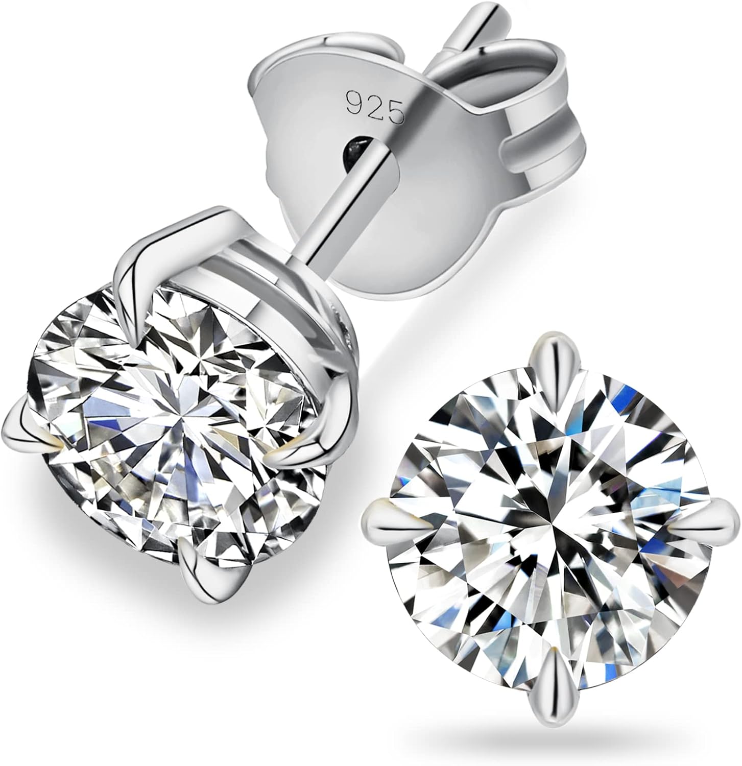 Moissanite Stud Earrings in 14K White Gold for Women and Men