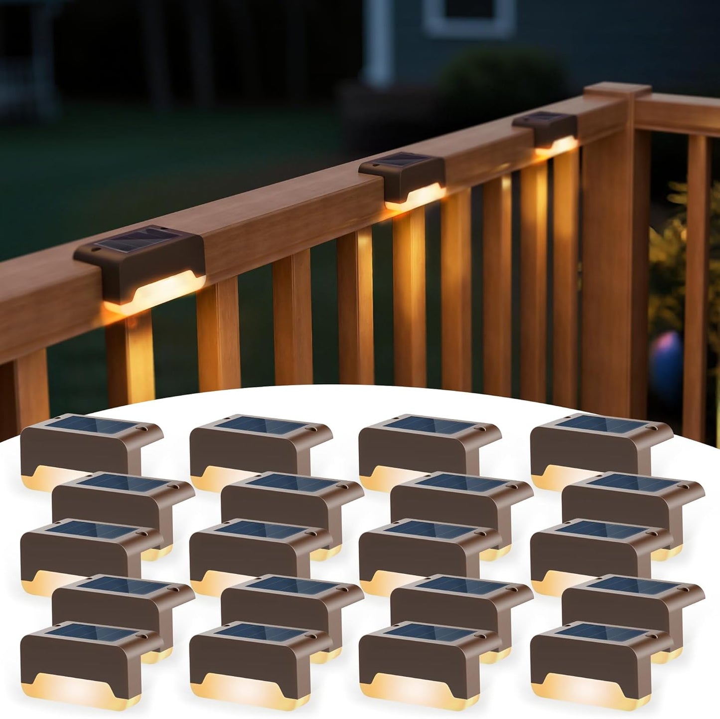 SOLPEX Solar Deck Lights for Outdoor Use - 20 Pack Warm White