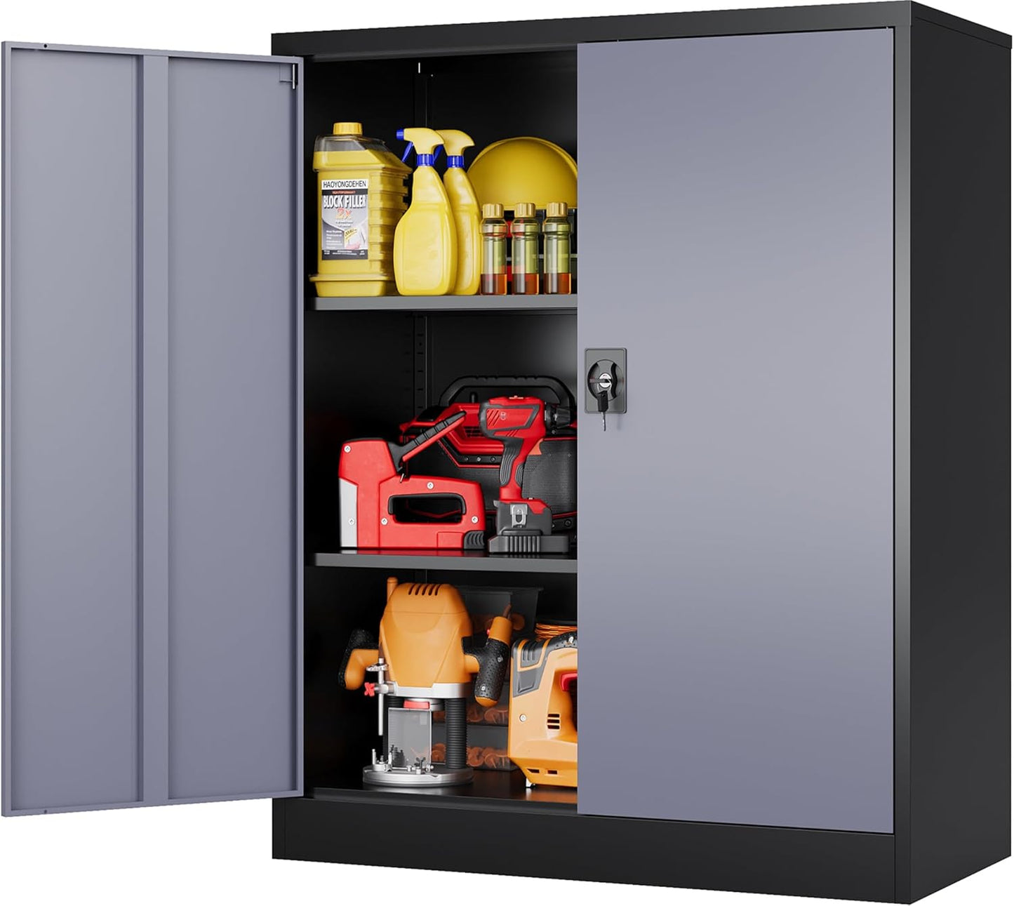 SISESOL Small Metal Cabinet with Lock for Garage Storage Needs