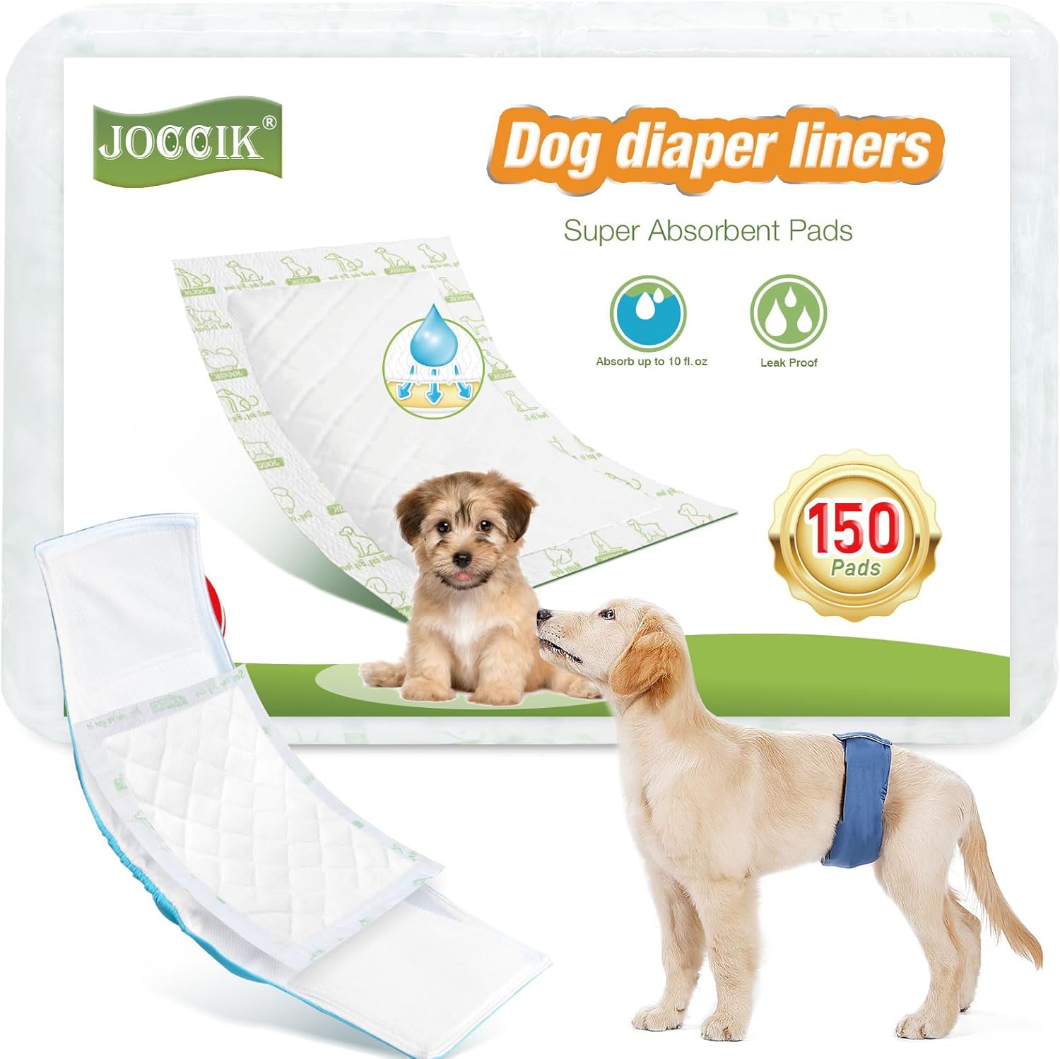 Soft & Absorbent Dog Diaper Liners 150ct - JOCCIK