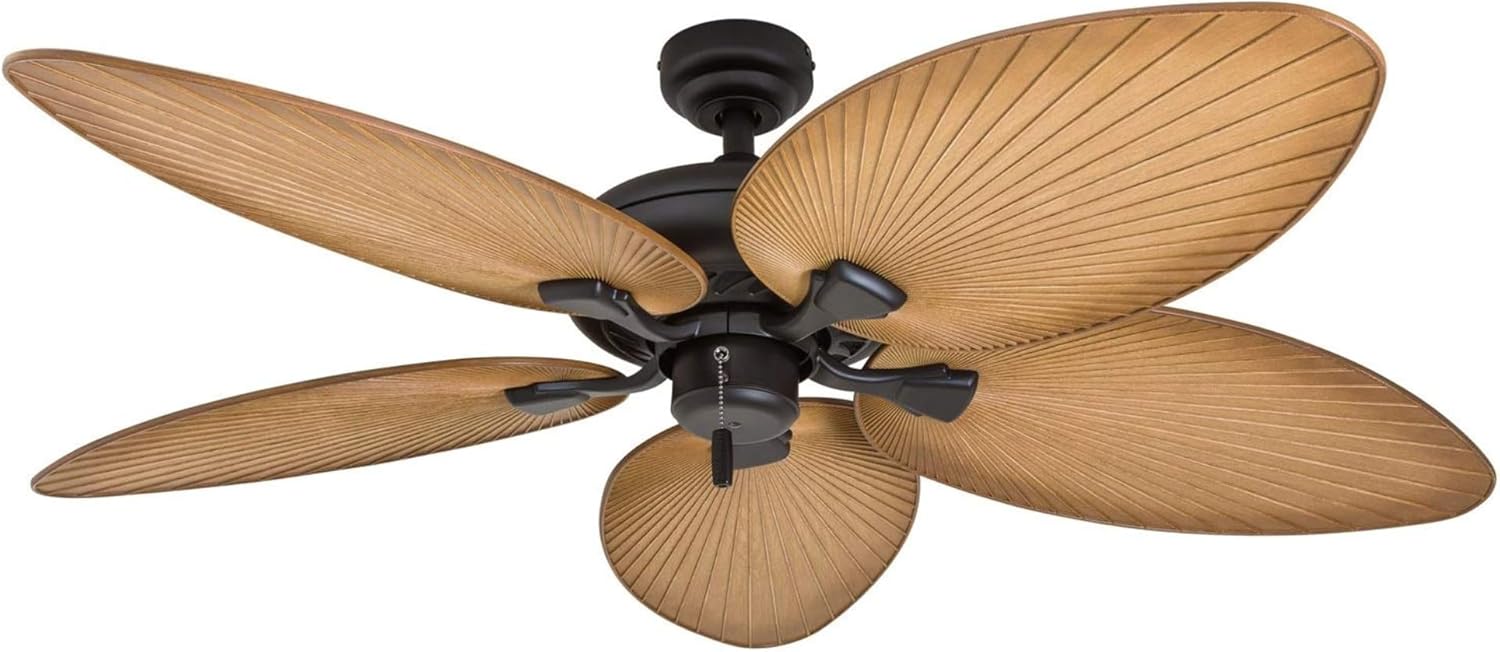 Tropical Indoor Outdoor Ceiling Fan with Palm Leaf Blades