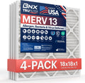 BNX TruFilter 18x18x1 MERV 13 Air Filter 4-Pack - Made in USA
