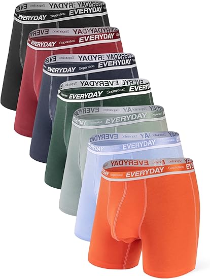 Separatec Men's Cotton Boxer Briefs with Dual Pouch Design 7 Pack