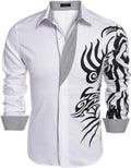 COOFANDY Men's Print Button Down Dress Shirt - Casual Long Sleeve Mens