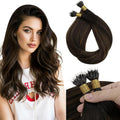 Sunny Hair 18in Nano Bead Hair Extensions Dark Brown Balayage