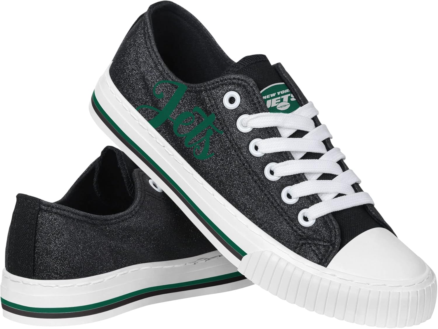 FOCO Women's NFL Team Logo Glitter Low Top Canvas Sneakers