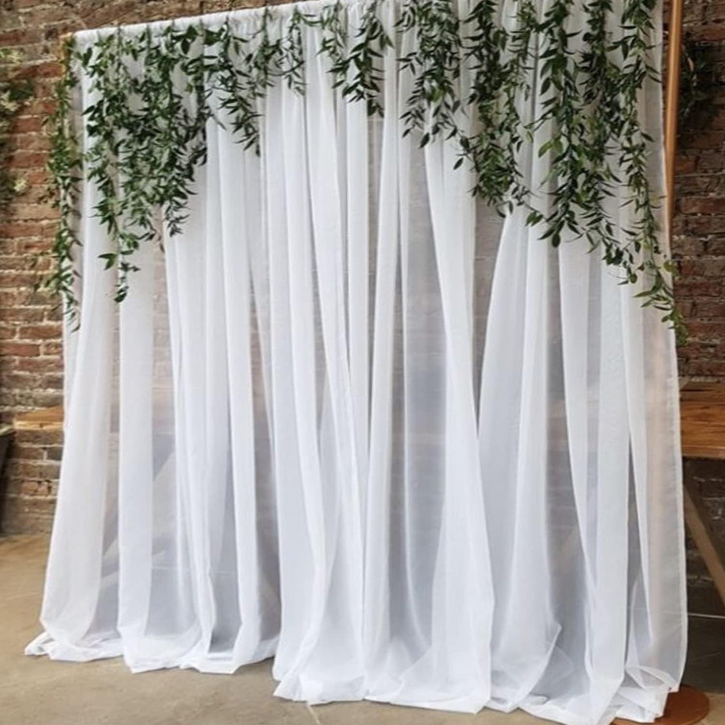 PARTISKY White Chiffon Sheer Curtain 10ft x 7ft - Wrinkle-Free Photo Backdrop