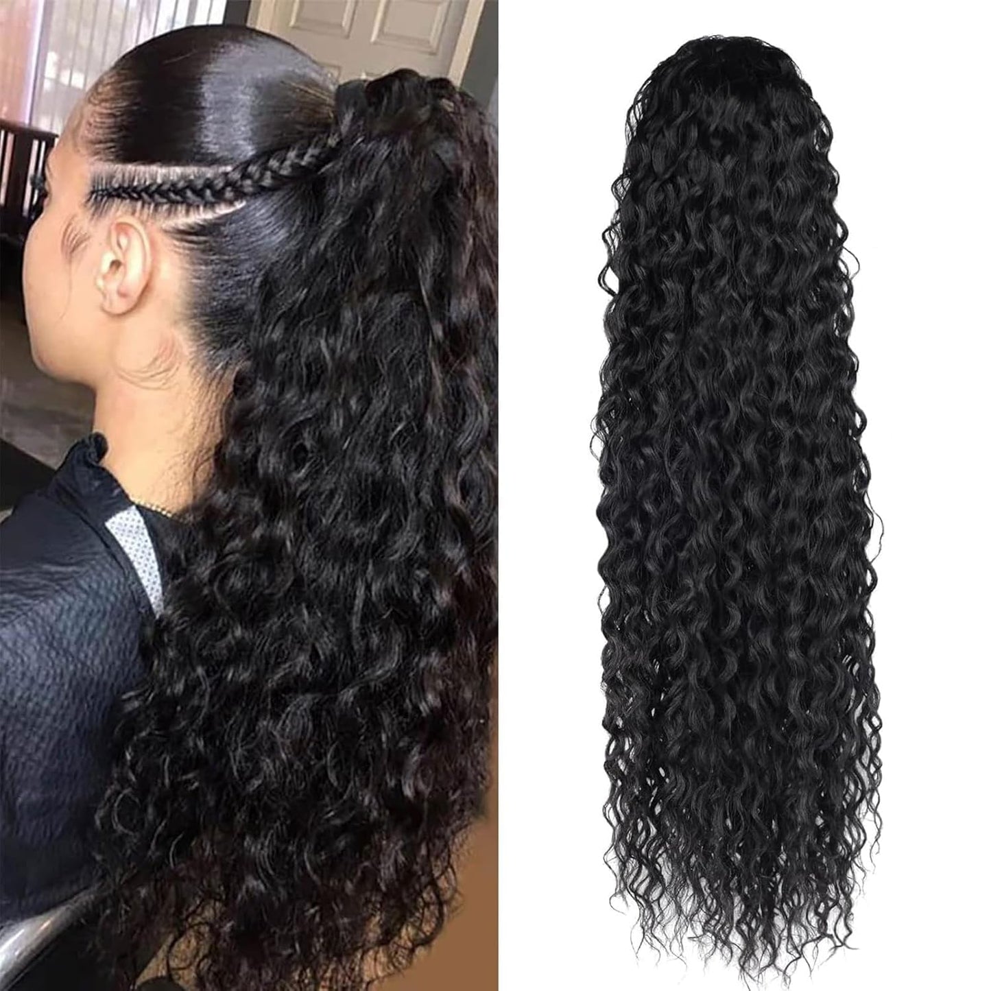 Water Wave Ponytail Extension for Black Women - 24 Inch Style