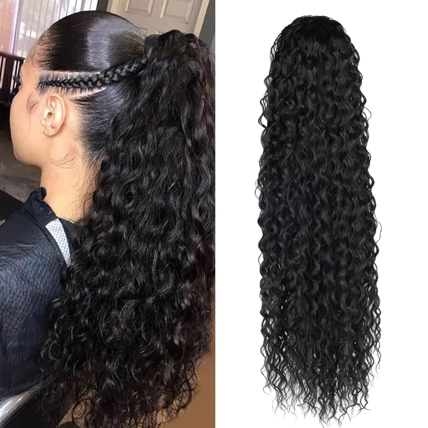 Water Wave Ponytail Extension for Black Women - 24 Inch Style