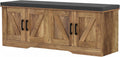 2-Tier Storage Bench 47.2in Wide Shoe Bench with Padded Seat - Rustic