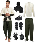Men's 7-Piece Renaissance Pirate Costume Set - Cotton Linen Outfit