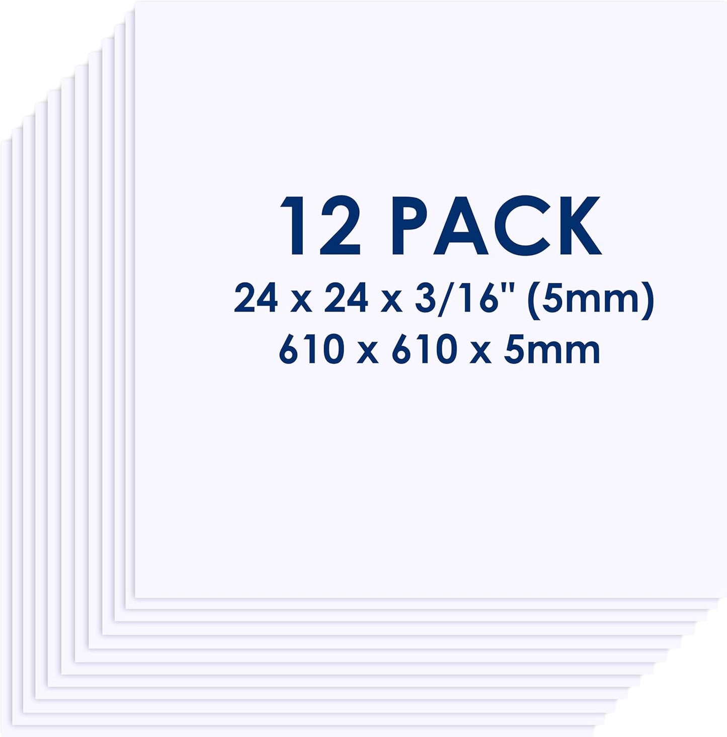 Foam Board 24 x 24 x 3/16in - Premium Double Sided Rigid Boards