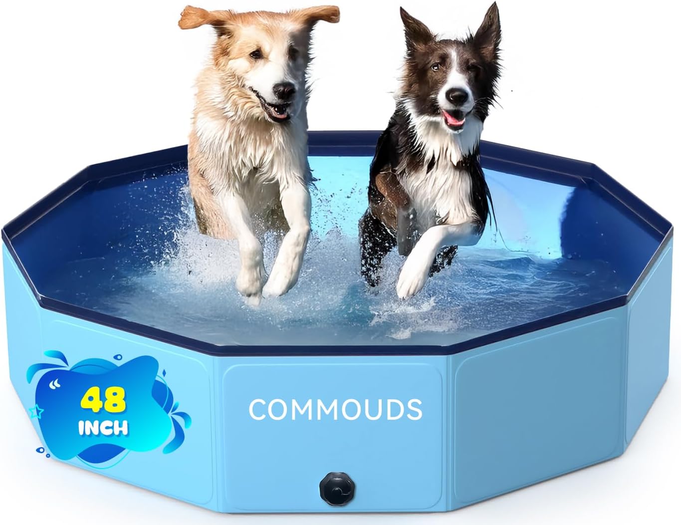 COMMOUDS Foldable Dog Pool for Kids and Pets - 48in Collapsible