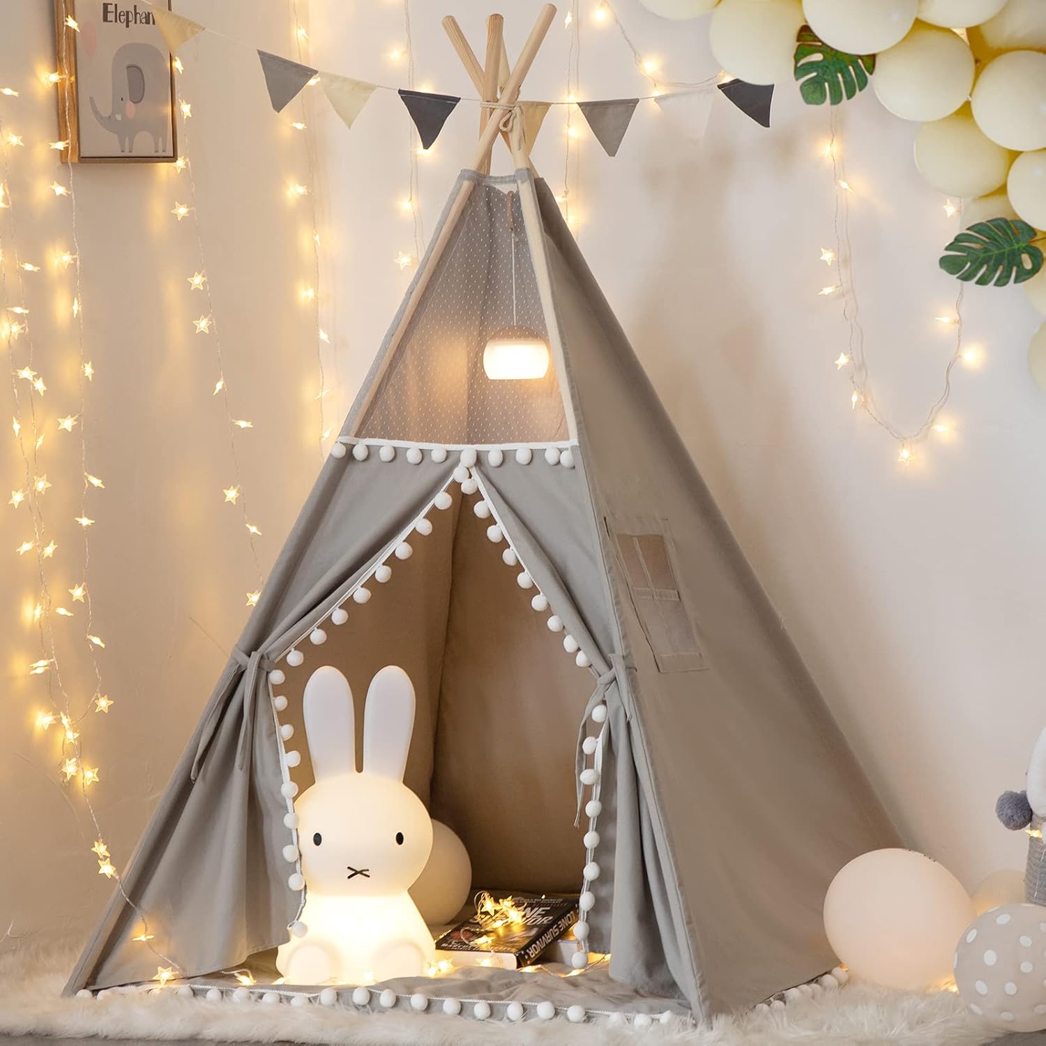 Pompom Lace Kids Teepee: Cozy Indoor/Outdoor Fun!