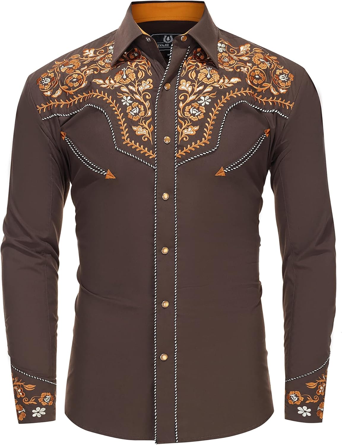 Western Embroidered Cowboy Shirts for Men with Floral Design