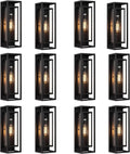 12 Pack 18 in Outdoor Wall Lantern Light Fixture - Large Black Porch