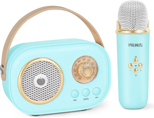 PRUNUS Mini Karaoke Machine | Wireless Microphones | Rich Stereo Sound | For Kids&Adults
