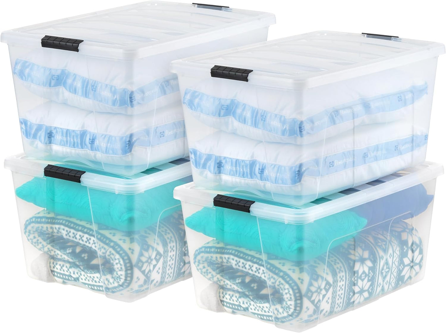IRIS USA 94 Qt Stackable Plastic Storage Bins - Durable Organizing