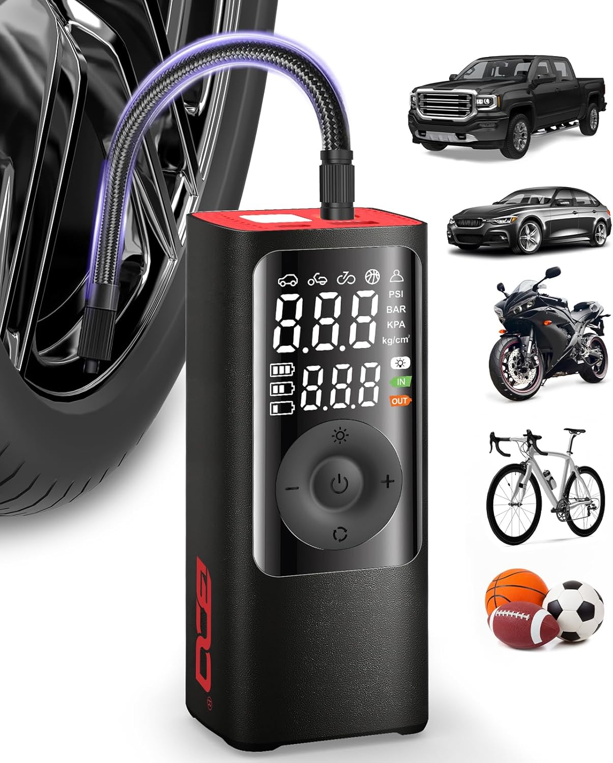 BDO Tire Inflator Portable Air Compressor for Fast Inflation
